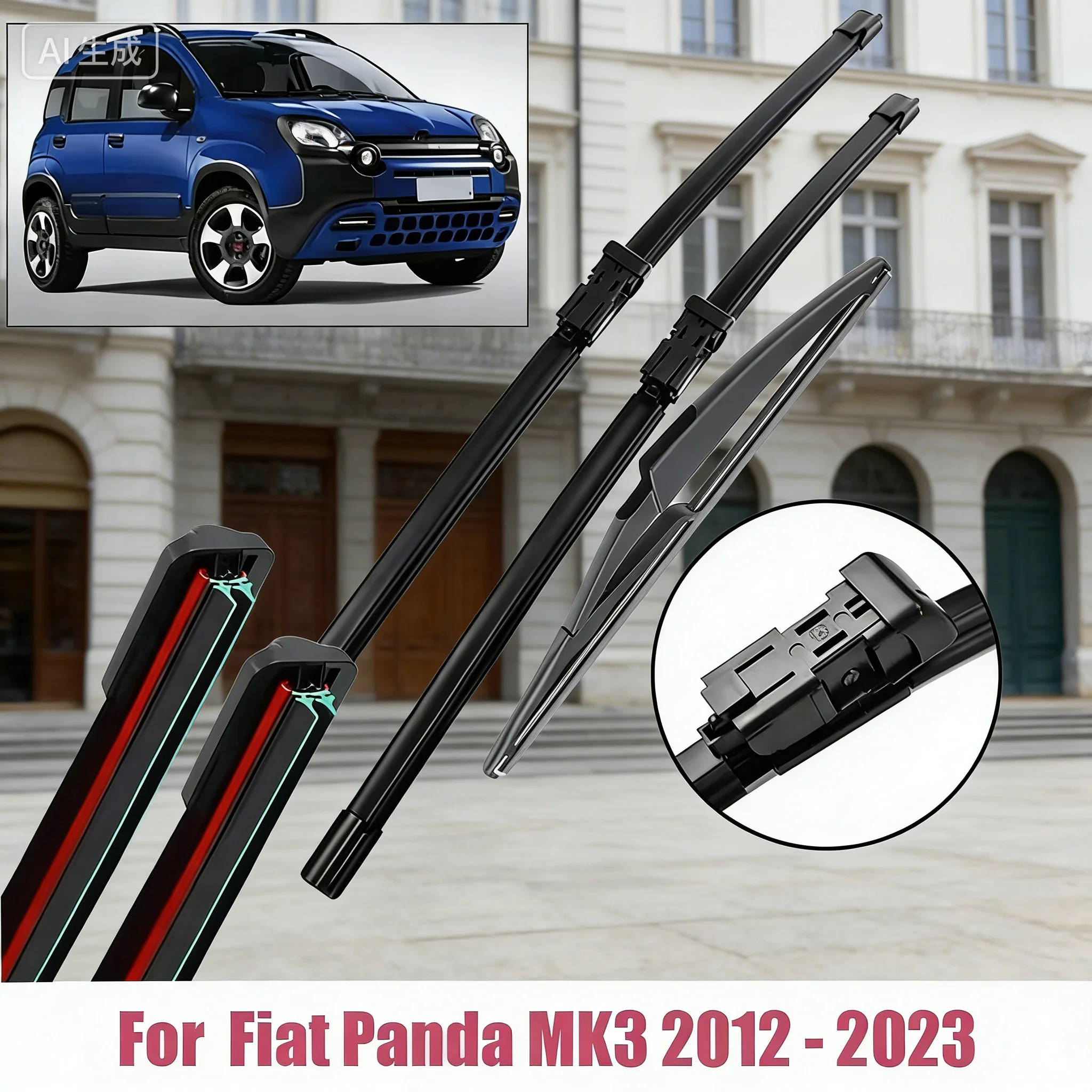 Wiper Front Rear Wiper Blades Set For Fiat Panda MK3 2012-2023 Windshield Windscreen Window Rain Brushes replacement three
Wiper Front Rear Wiper Blades Set For Fiat Panda MK3 2012-2023 Windshield Windscreen Window Rain Brushes replacement three