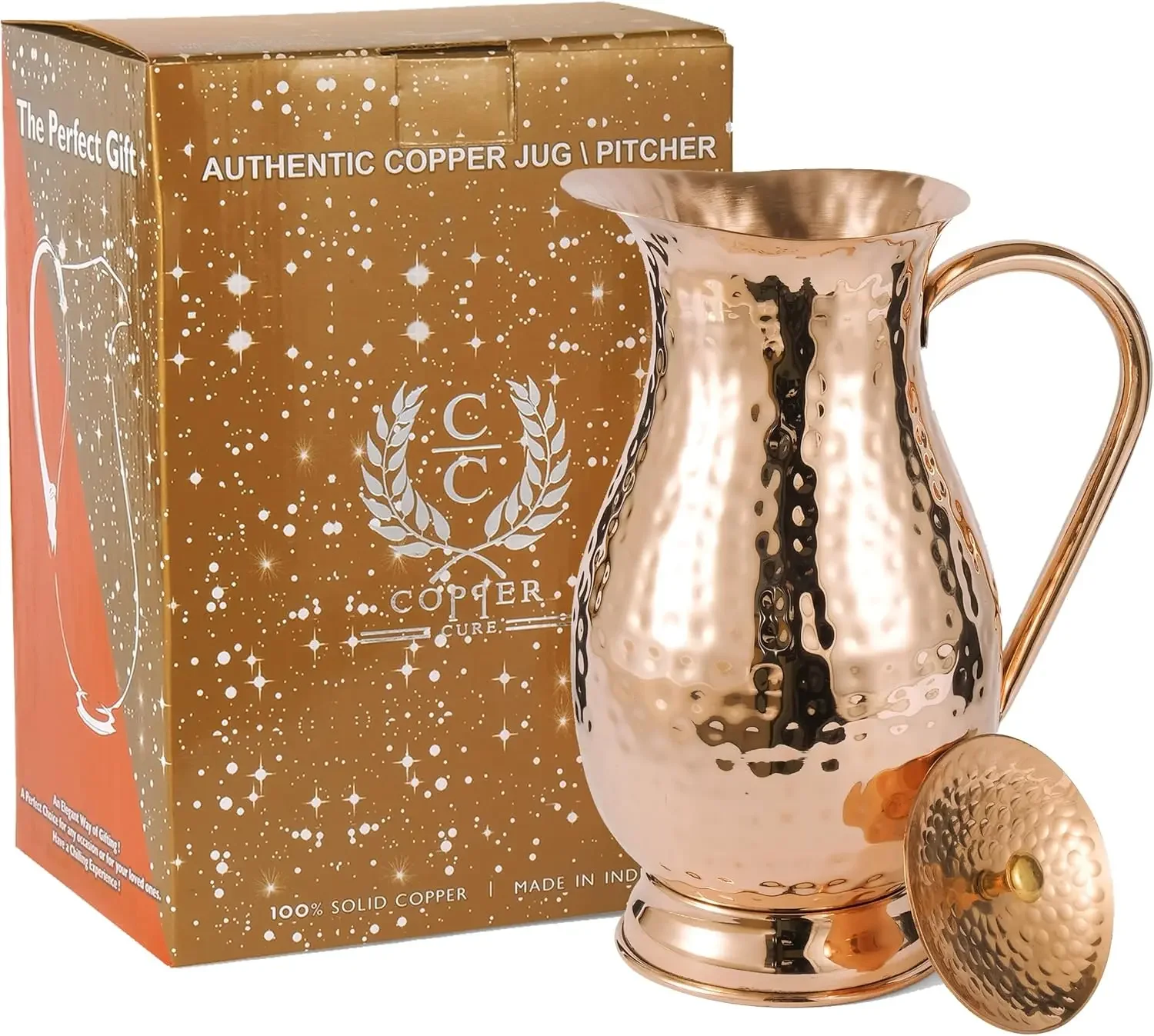 Pure Copper Pitcher with a Lid, Large Size Solid Handcrafted Copper Water Hammered Jug, Capacity 70 Oz/2000ml, Copper Carafe For
Pure Copper Pitcher with a Lid, Large Size Solid Handcrafted Copper Water Hammered Jug, Capacity 70 Oz/2000ml, Copper Carafe For