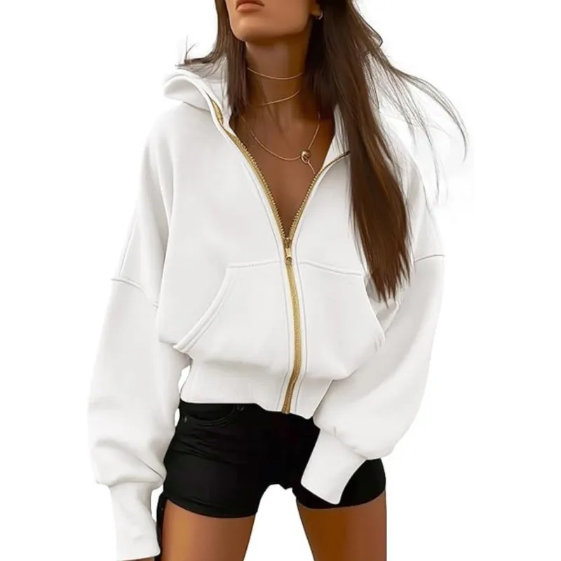 Casual And Simple Women's Hooded Sweatshirt 2025 Autumn/Winter Collection Zipper Pocket Long-sleeved Short Sport Hooded Jacket
Casual And Simple Women's Hooded Sweatshirt 2025 Autumn/Winter Collection Zipper Pocket Long-sleeved Short Sport Hooded Jacket