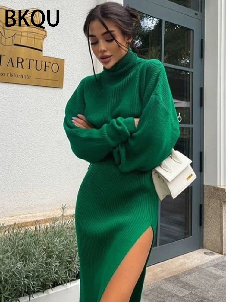 BKQU Knitted Dress Sets Women Long Sleeve Turtleneck Pullover Sweater And High Waist Split Long Skirts 2 Pieces Set Fall Winter
BKQU Knitted Dress Sets Women Long Sleeve Turtleneck Pullover Sweater And High Waist Split Long Skirts 2 Pieces Set Fall Winter