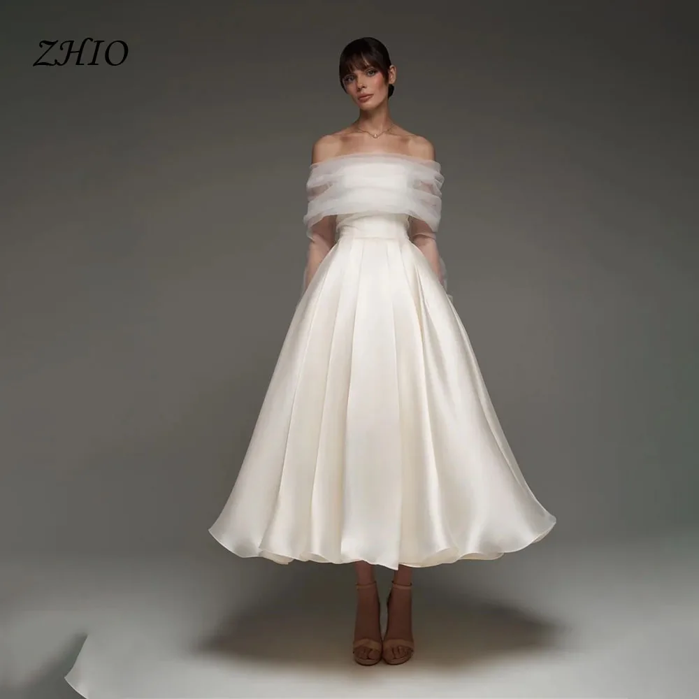 ZHIO A-Line Ivory Wedding Dresses Off Shoulder Tulle Bride Prom Gown Elegant Ankle Length Draped Bridal Gown 2025 Customized
ZHIO A-Line Ivory Wedding Dresses Off Shoulder Tulle Bride Prom Gown Elegant Ankle Length Draped Bridal Gown 2025 Customized