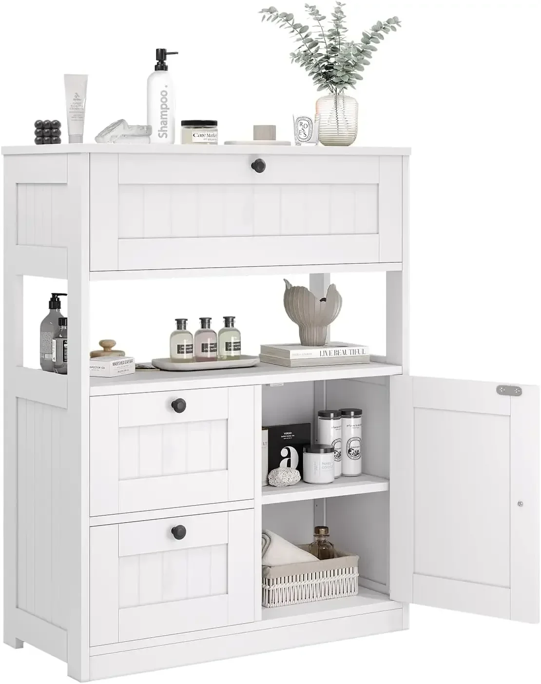 Bathroom Cabinet, Modern Bathroom Floor Storage Cabinet Organizer with 1 Door and 3 Drawers, Freestanding Cupboard for Kitchen/L
Bathroom Cabinet, Modern Bathroom Floor Storage Cabinet Organizer with 1 Door and 3 Drawers, Freestanding Cupboard for Kitchen/L