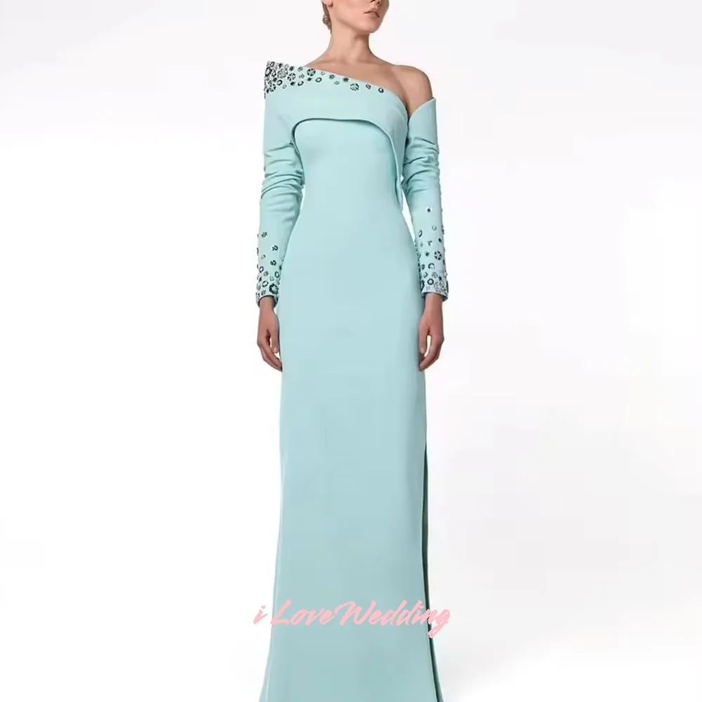 Blue Sequin Flower Prom Dresses Strapless Long Sleeve Mermaid Side Split robes de soirée Floor-Length Pleated Modern Customized
Blue Sequin Flower Prom Dresses Strapless Long Sleeve Mermaid Side Split robes de soirée Floor-Length Pleated Modern Customized