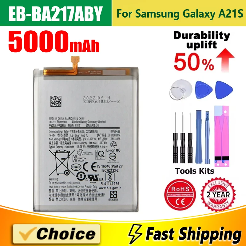 EB-BA217ABY, Новый Сменный литиевый аккумулятор для телефона + инструмент, для Samsung Galaxy A21s,5000 мАч
EB-BA217ABY, Новый Сменный литиевый аккумулятор для телефона + инструмент, для Samsung Galaxy A21s,5000 мАч