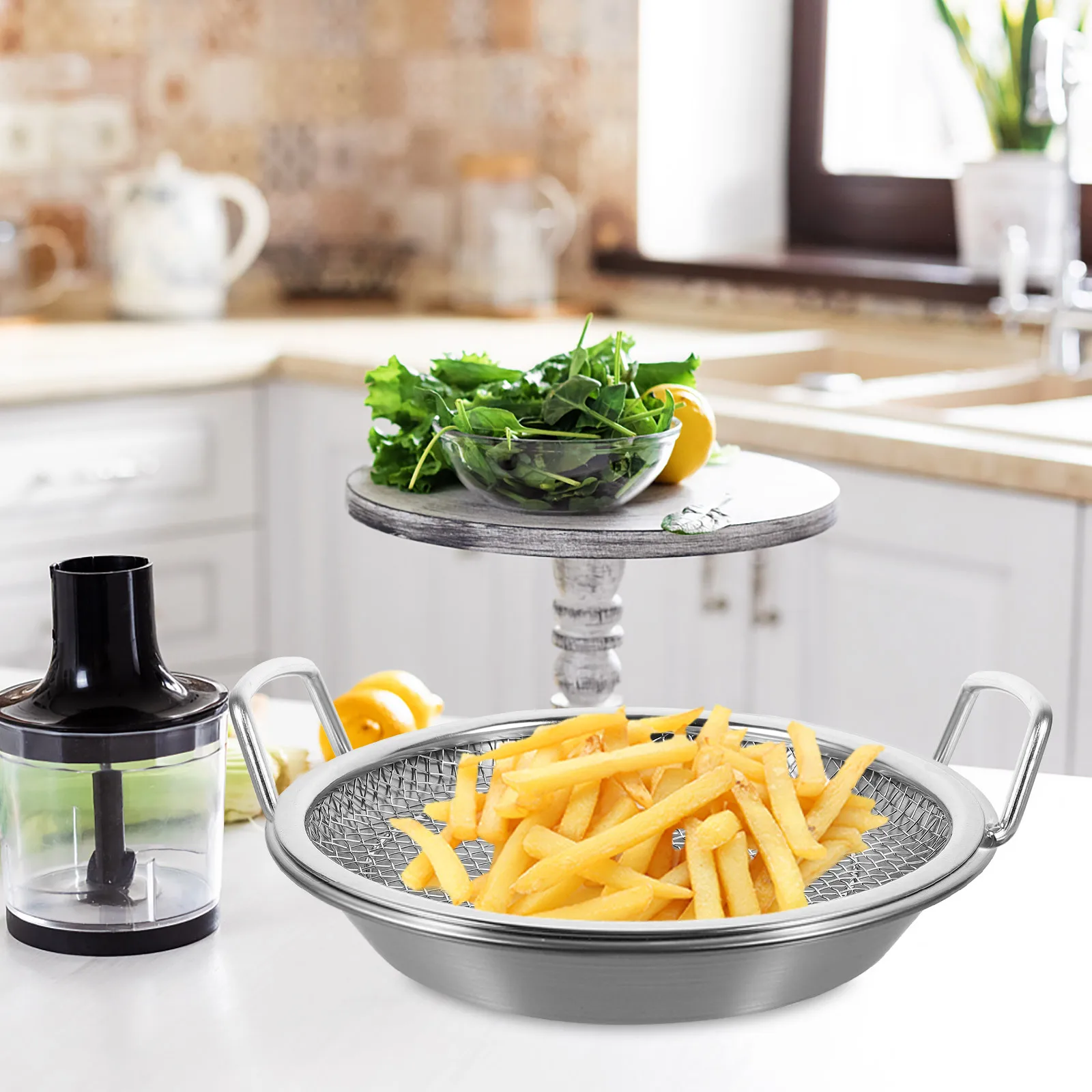 1 Set Of Stainless Steel Frying Food Plate With Drain Net Multi-Use Snack Dish Oil Drain Tray For Fruits Desserts Chocolates
1 Set Of Stainless Steel Frying Food Plate With Drain Net Multi-Use Snack Dish Oil Drain Tray For Fruits Desserts Chocolates