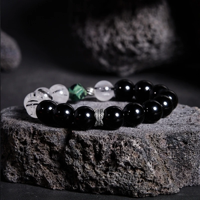 Obsidian Malacite Black Quartz Rutilated Stone Beaded Bracelet For Men 925 Silver Elastic Rope Strand Bracelets Trendy Gift Male
Obsidian Malacite Black Quartz Rutilated Stone Beaded Bracelet For Men 925 Silver Elastic Rope Strand Bracelets Trendy Gift Male