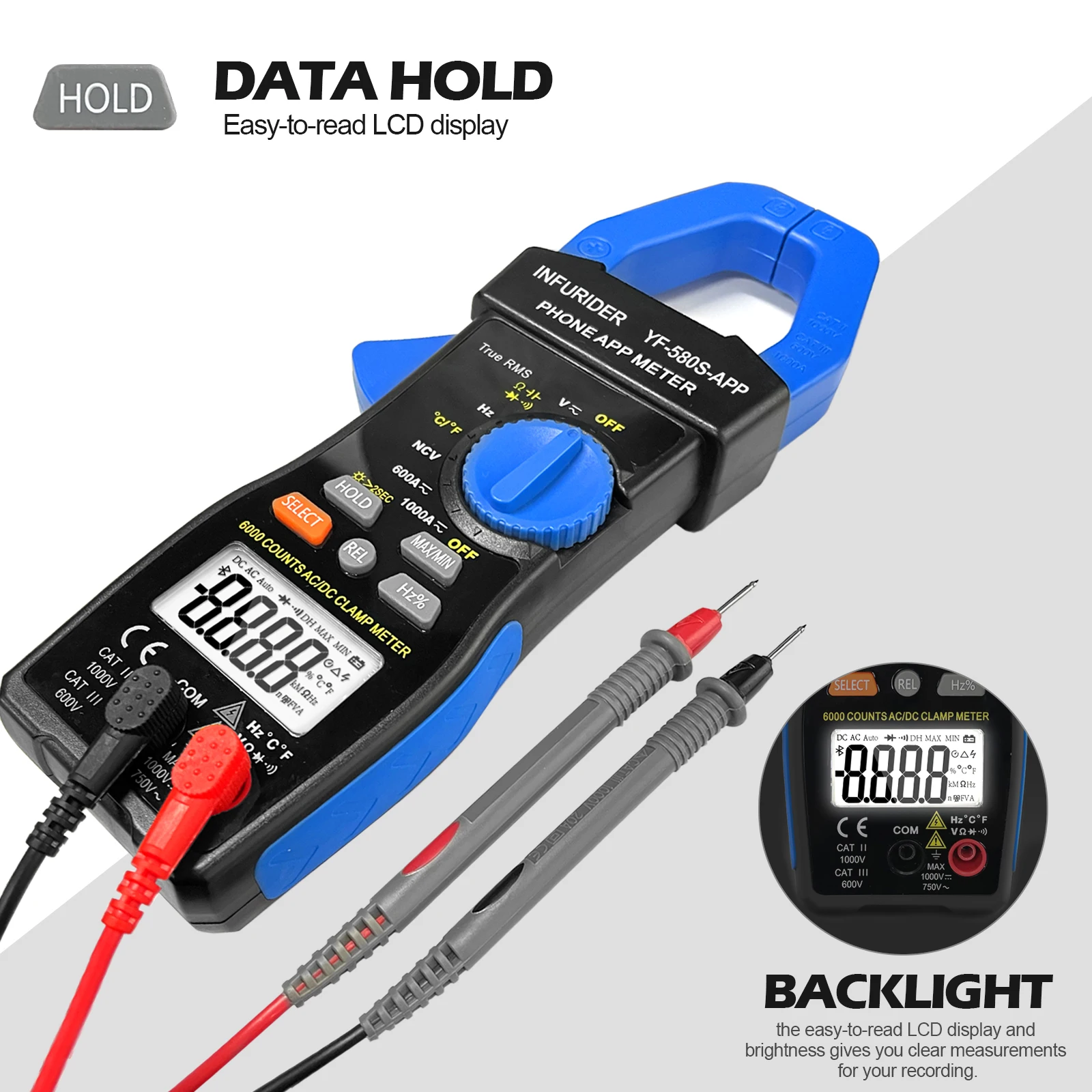 Bluetooth Clamp Meter Clamp Multimeter Amp Tester 6000 Counts True RMS 1000A AC DC NCV Auto Ranging APP Industrial Electrical
Bluetooth Clamp Meter Clamp Multimeter Amp Tester 6000 Counts True RMS 1000A AC DC NCV Auto Ranging APP Industrial Electrical