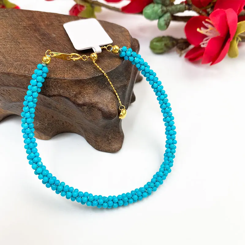 18k Gold Turquoise Braided Bead Bracelet 1mm
18k Gold Turquoise Braided Bead Bracelet 1mm