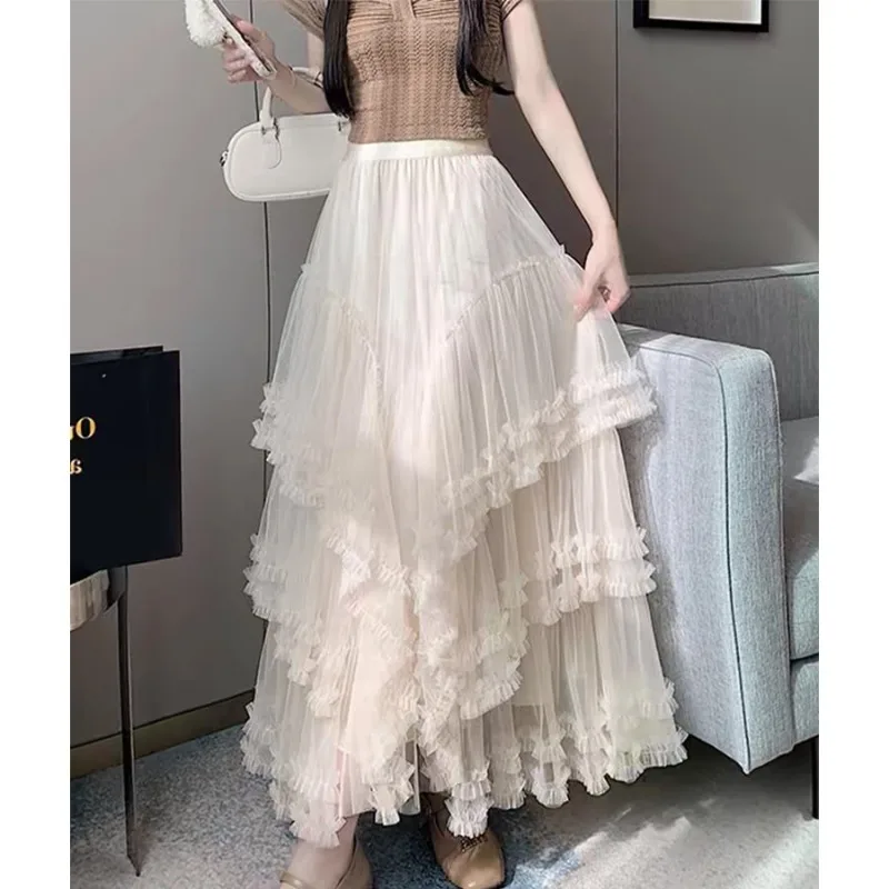2026 Spring Summer New Women's French Lace High Waist Mesh A-line Ruffled Tiered Cake Skirt Trendy
2026 Spring Summer New Women's French Lace High Waist Mesh A-line Ruffled Tiered Cake Skirt Trendy