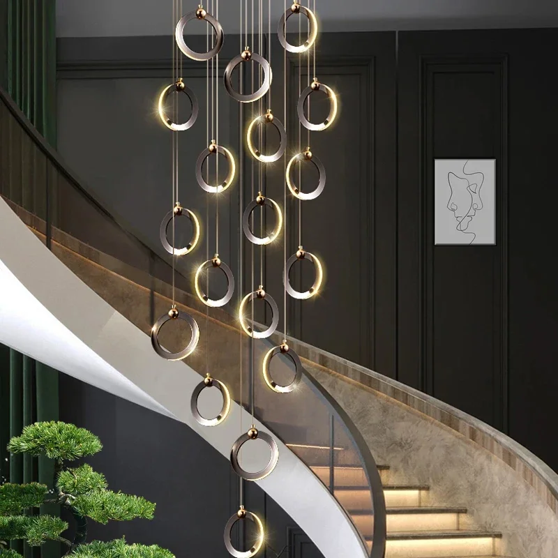 Pendant Light Staircase Attic Villa Living Room Ceiling Pendant Lights Designer Lamp Nordic Rings Long Staircase Chandelier
Pendant Light Staircase Attic Villa Living Room Ceiling Pendant Lights Designer Lamp Nordic Rings Long Staircase Chandelier