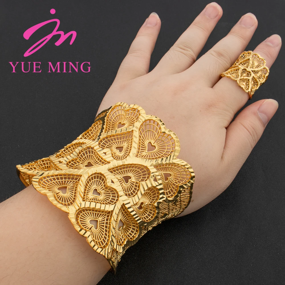 YM Cuff Bangles Adjustable Ring Luxury Gold Color Bracelet with Ring for Women African 2pcs Jewelry Sets Party Wedding Gifts
YM Cuff Bangles Adjustable Ring Luxury Gold Color Bracelet with Ring for Women African 2pcs Jewelry Sets Party Wedding Gifts