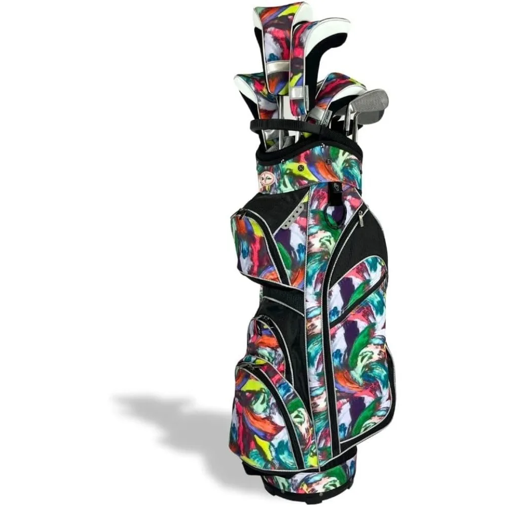 Womens Golf Cart Bag with 4 Matching Club Covers, Ladies Lightweight 14-Way Golf Bag, 7 Zippered Pockets, Rain Hood
Womens Golf Cart Bag with 4 Matching Club Covers, Ladies Lightweight 14-Way Golf Bag, 7 Zippered Pockets, Rain Hood