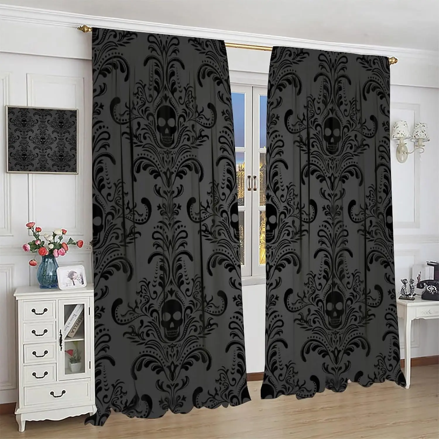 Halloween Curtains for Living Room,Skull Spooky Moody Skeleton Gothic Treatments Drapes for Bedroom Indoor Outdoor Event Party
Halloween Curtains for Living Room,Skull Spooky Moody Skeleton Gothic Treatments Drapes for Bedroom Indoor Outdoor Event Party