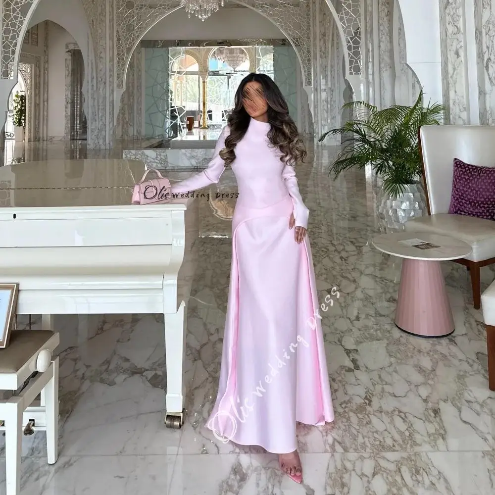 customized Pink A-line Satin High Neck robes de soirée Long Sleeves Side Slit Party Dresses Floor-Length Prom Dress 2025
customized Pink A-line Satin High Neck robes de soirée Long Sleeves Side Slit Party Dresses Floor-Length Prom Dress 2025