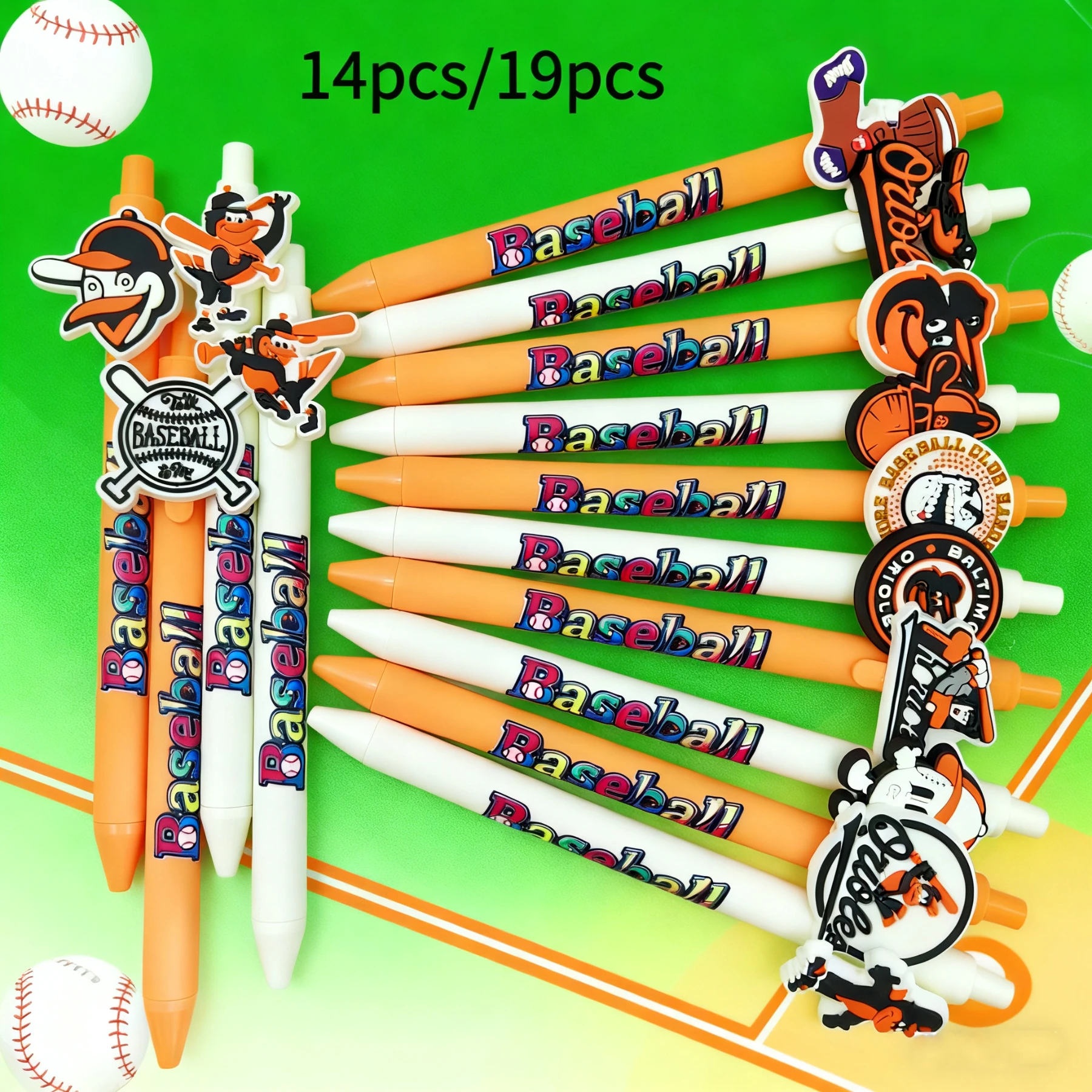 14pcs/19pcs baseball patch printed gel pens fluorescent orange-white gel pens
14pcs/19pcs baseball patch printed gel pens fluorescent orange-white gel pens