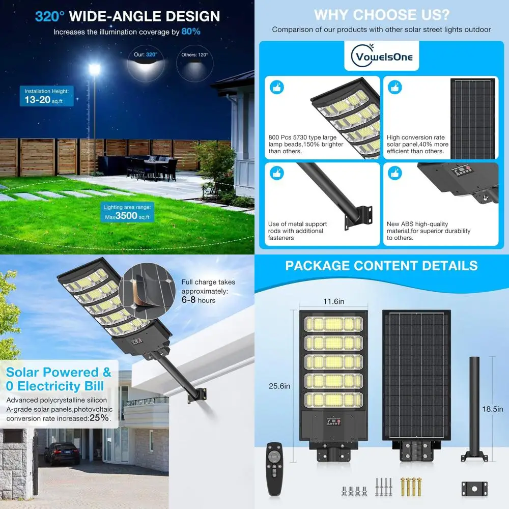 Двойные солнечные уличные фонари мощностью 8000 Вт, водонепроницаемость 240 000 лм для парковочных парковок, датчика движения, светодиодные прожекторы для наружных зон
Двойные солнечные уличные фонари мощностью 8000 Вт, водонепроницаемость 240 000 лм для парковочных парковок, датчика движения, светодиодные прожекторы для наружных зон