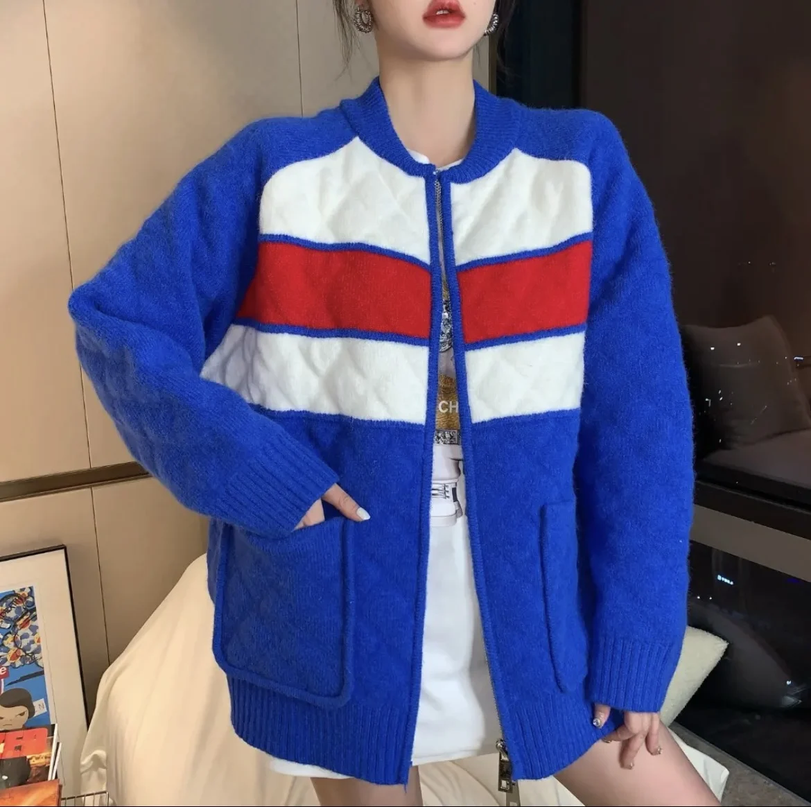 Faionable Diamond Pattern Color Blo Knitted Woolen Open Cardigan Winter New Arrival Women's Commute Sle round Ne Sweater
Faionable Diamond Pattern Color Blo Knitted Woolen Open Cardigan Winter New Arrival Women's Commute Sle round Ne Sweater