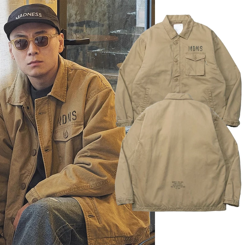 Мужская куртка MADN Wu Wen Le в японском ретро-стиле, повседневная, с длинными рукавами, воротником-стойкой, свободного кроя, с множеством карманов, модный бренд
Мужская куртка MADN Wu Wen Le в японском ретро-стиле, повседневная, с длинными рукавами, воротником-стойкой, свободного кроя, с множеством карманов, модный бренд