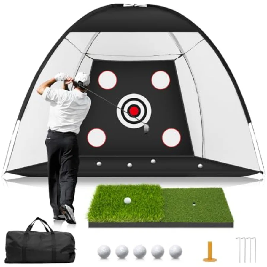 Golf Net: 10x7ft Golf Practice Net for Backyard Chipping Driving with Dual-Turf Golf Hitting Mat, All-in-1 Outdoor Indoor Golf
Golf Net: 10x7ft Golf Practice Net for Backyard Chipping Driving with Dual-Turf Golf Hitting Mat, All-in-1 Outdoor Indoor Golf