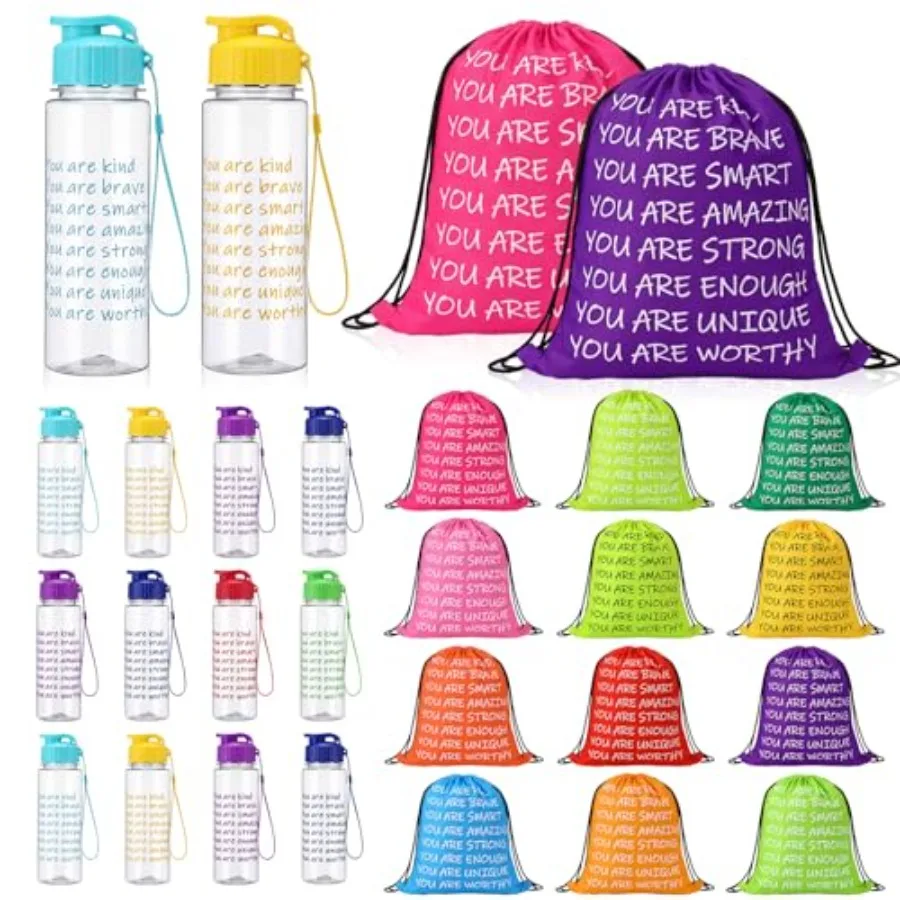 End of Year Gift 17 oz Motivational Plastic Water Bottles Bulk and Drawstring Backpack Set Rainbow Colored Inspirational Teache
End of Year Gift 17 oz Motivational Plastic Water Bottles Bulk and Drawstring Backpack Set Rainbow Colored Inspirational Teache
