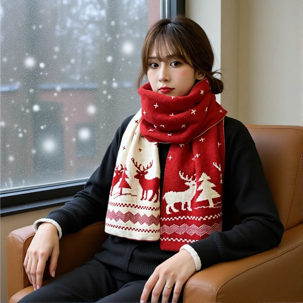 Warm Knitted Christmas Tree Pattern Scarf Fashionable Versatile Green Yarn Scarf Winter Women Student Couple Christmas Gift
Warm Knitted Christmas Tree Pattern Scarf Fashionable Versatile Green Yarn Scarf Winter Women Student Couple Christmas Gift