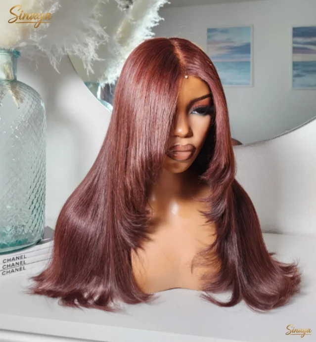 Reddish Brown Layered Cut Straight Lace Frontal Wigs 13x4 HD Glueless PrePlucked Hd Lace Wigs Synthetic And Blend High Quality
Reddish Brown Layered Cut Straight Lace Frontal Wigs 13x4 HD Glueless PrePlucked Hd Lace Wigs Synthetic And Blend High Quality