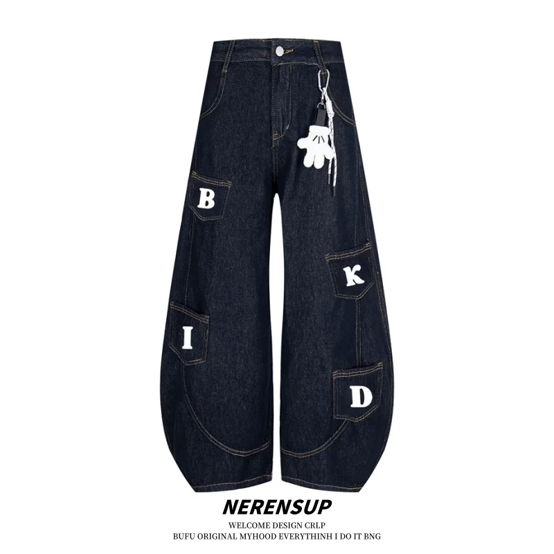 Ретро американская мультяшная кукла с широкими штанинами, мужские и женские повседневные брюки, свободные джинсы с ножом, молодежные модные брюки
Ретро американская мультяшная кукла с широкими штанинами, мужские и женские повседневные брюки, свободные джинсы с ножом, молодежные модные брюки