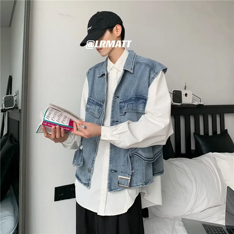 2024 Men's Sleeveless Denim Shirt Button Down Cowboy Lightweight Jean Vest Vintage Loose Single Breasted Men's Vest Jacket B89
2024 Men's Sleeveless Denim Shirt Button Down Cowboy Lightweight Jean Vest Vintage Loose Single Breasted Men's Vest Jacket B89