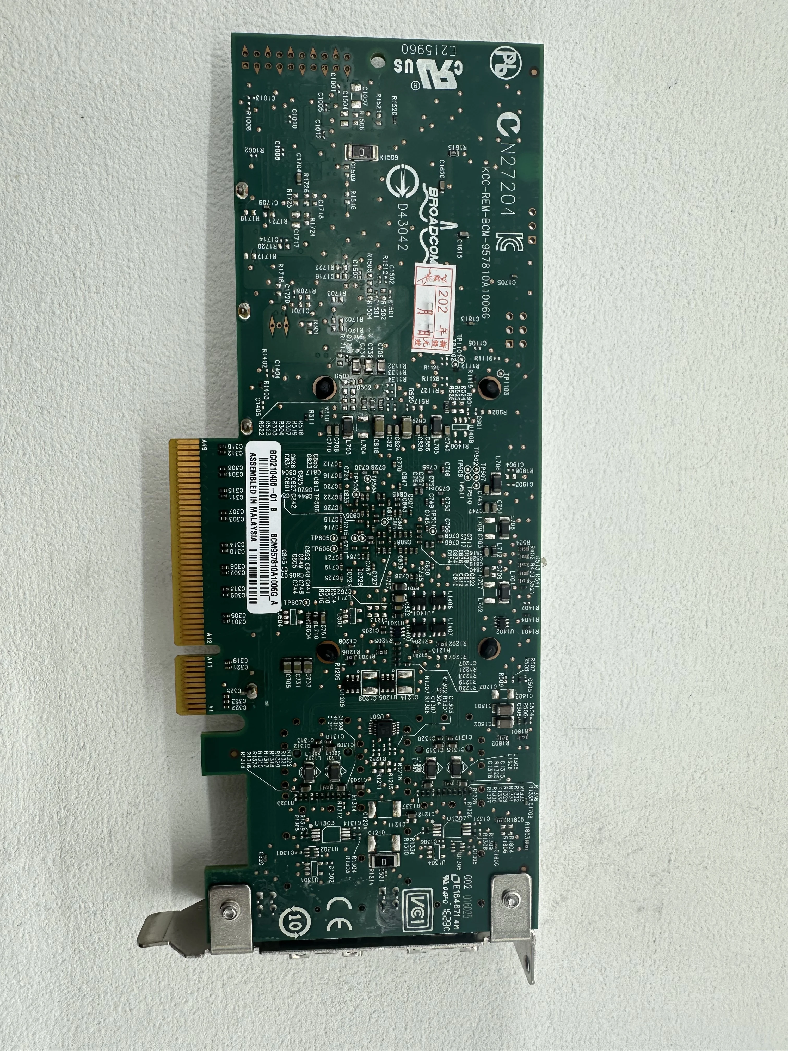 BC0210406-01 10GB SFP+ NIC PCIe Adapter Card Second-Hand
BC0210406-01 10GB SFP+ NIC PCIe Adapter Card Second-Hand