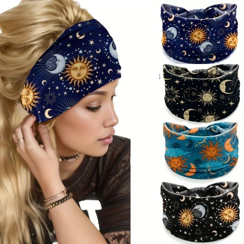 Boho Sun Moon Star Headband for Women, Wide Elastic Boho Hair Band, Vintage Celestial Print Headwrap for Yoga, Sports, Daily Wear
Boho Sun Moon Star Headband for Women, Wide Elastic Boho Hair Band, Vintage Celestial Print Headwrap for Yoga, Sports, Daily Wear