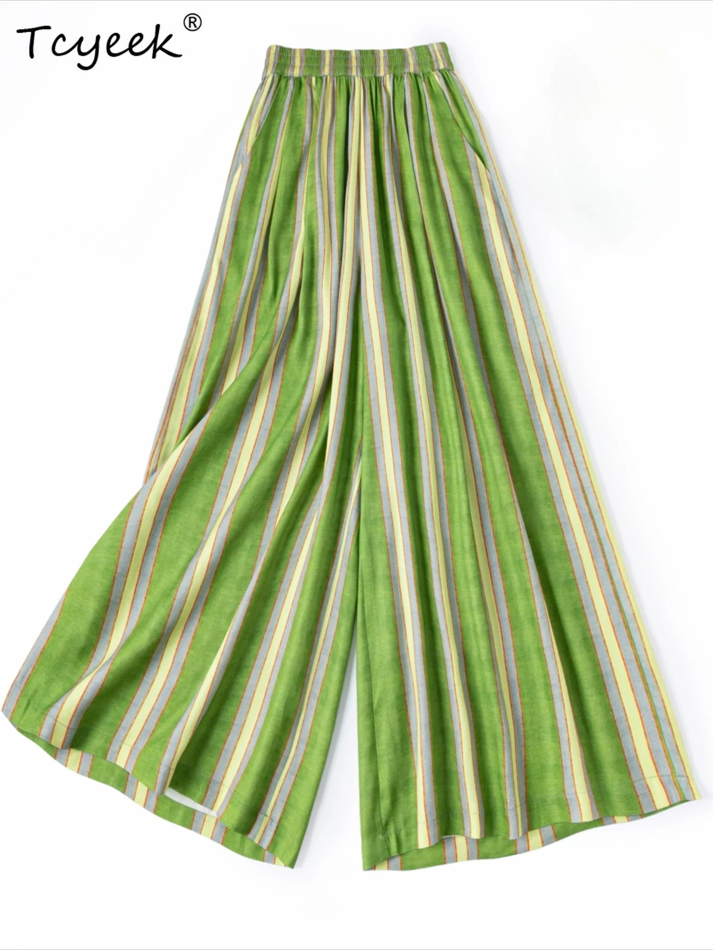 Tcyeek 100% Real Silk Pants for Woman Clothing Casual Wide Leg Pants Women Summer Long Trousers Fashion Striped Брюки Женские
Tcyeek 100% Real Silk Pants for Woman Clothing Casual Wide Leg Pants Women Summer Long Trousers Fashion Striped Брюки Женские