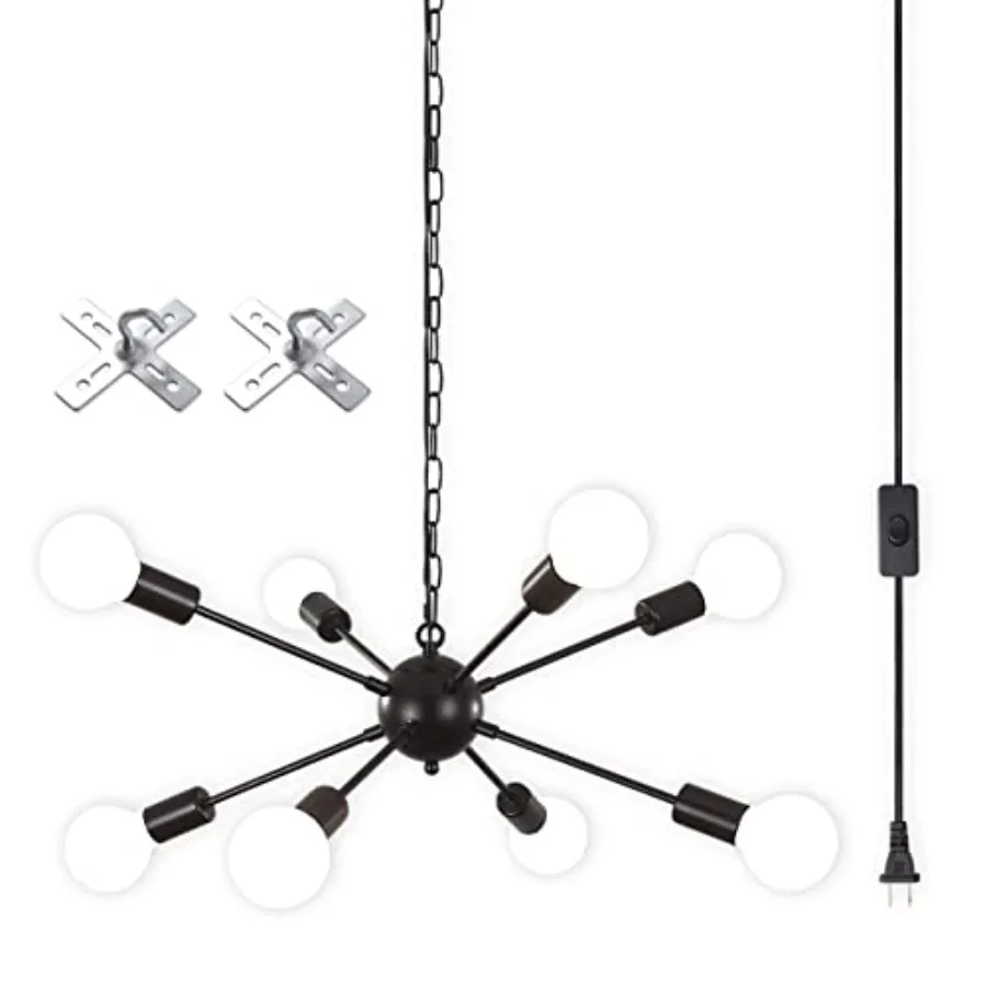 Plug in Chandelier, Hanging with Plug in Cord 1.4ft and On/Off Switch, Black Plug in Pendant Light, Modern Sputnik Chandeliers
Plug in Chandelier, Hanging with Plug in Cord 1.4ft and On/Off Switch, Black Plug in Pendant Light, Modern Sputnik Chandeliers