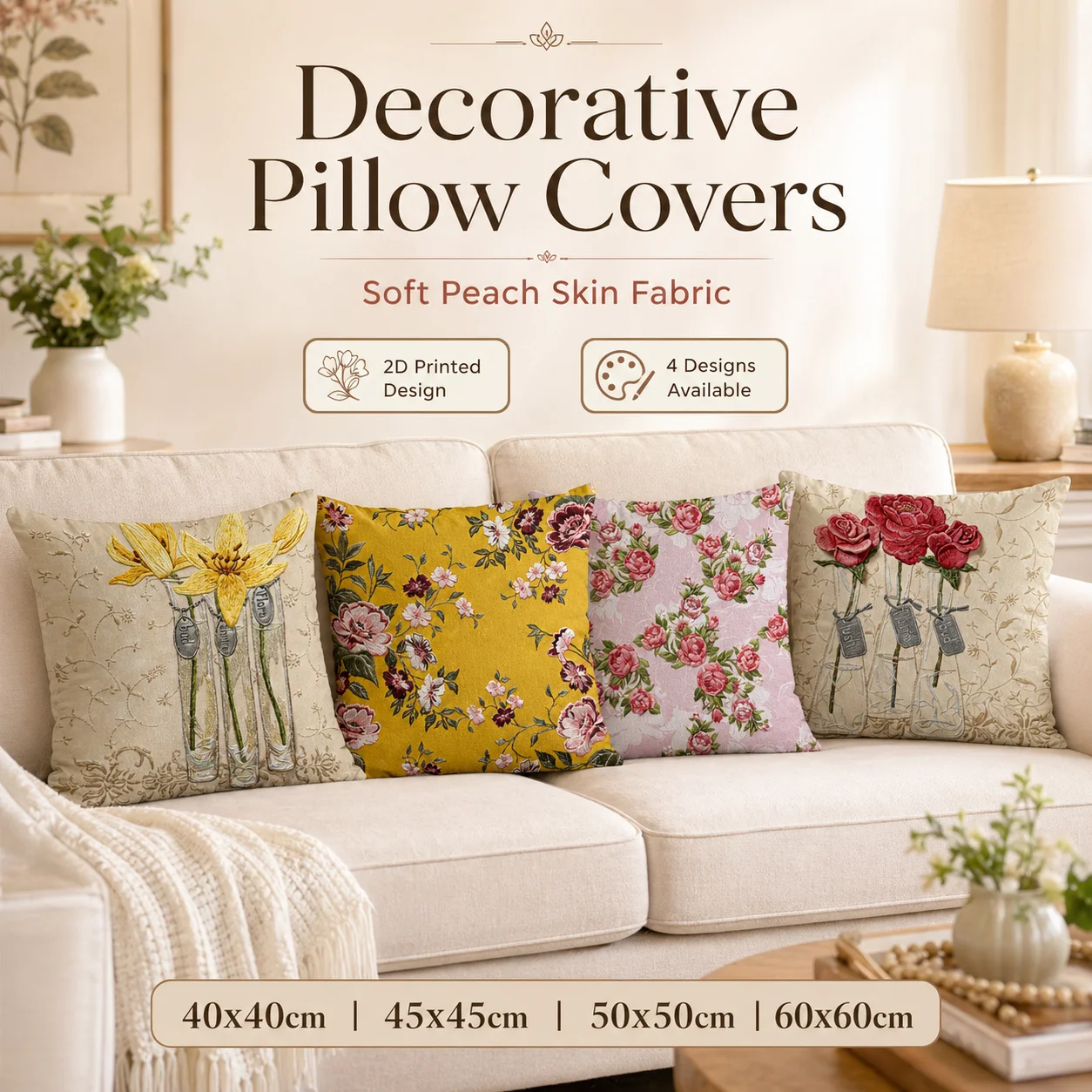 Vintage Floral 2D Flat Print Cushion Cover Spring Rose Lily Peach Skin Throw Pillow Case for Sofa Living Room Decor 45x45
Vintage Floral 2D Flat Print Cushion Cover Spring Rose Lily Peach Skin Throw Pillow Case for Sofa Living Room Decor 45x45