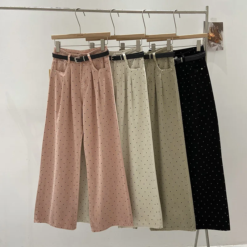 2024 Korean Spring autumn New Korean Straight High Waist Cowboy Wave point Pants for Women Jeans
2024 Korean Spring autumn New Korean Straight High Waist Cowboy Wave point Pants for Women Jeans