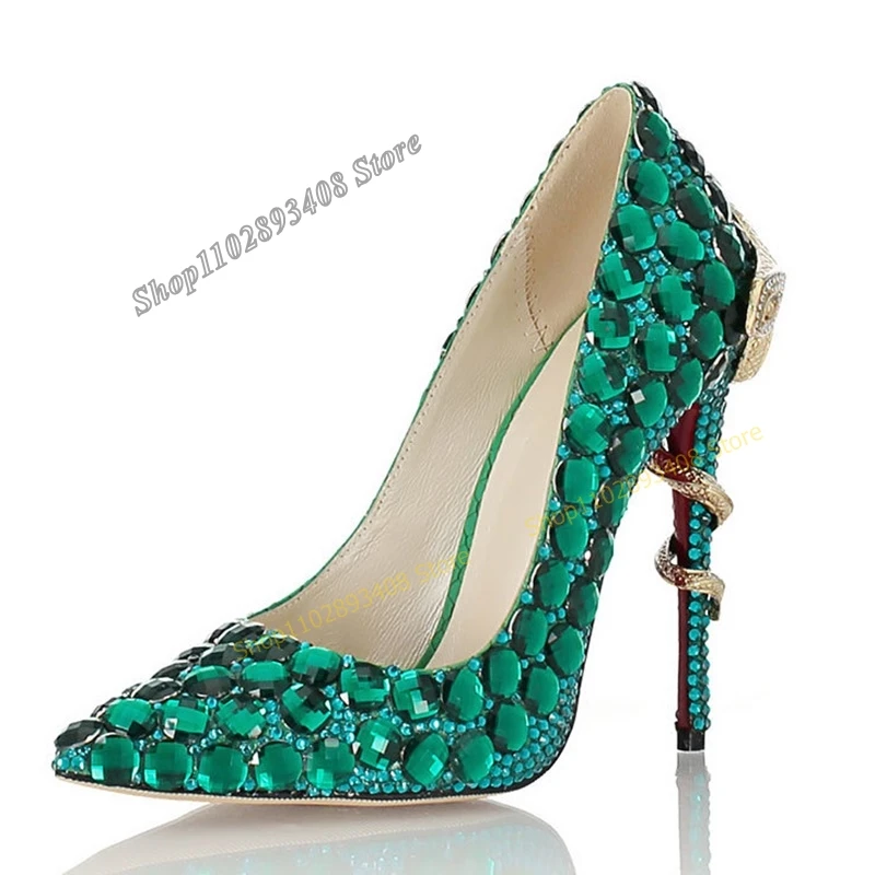 Green Twine Crystal Shallow Pumps Pointed Toe Stilettos High Heel Slip on Women Shoes 2023 Fashion Sexy Zapatos Para Mujere 
Green Twine Crystal Shallow Pumps Pointed Toe Stilettos High Heel Slip on Women Shoes 2023 Fashion Sexy Zapatos Para Mujere