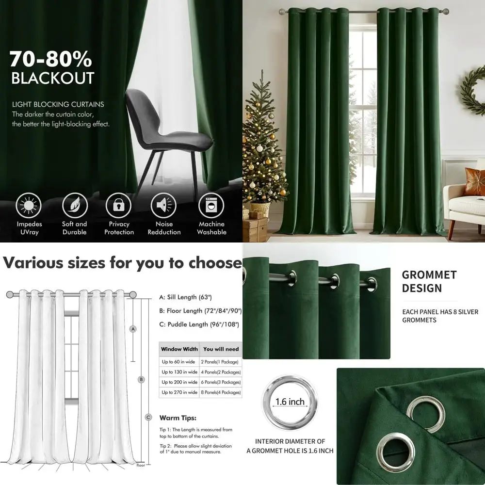 Emerald Green Velvet Grommet Curtains, Thermal Insulated, Soundproof & Blackout, 52x96 for Living Room/Bedroom, 2 Panels
Emerald Green Velvet Grommet Curtains, Thermal Insulated, Soundproof & Blackout, 52x96 for Living Room/Bedroom, 2 Panels