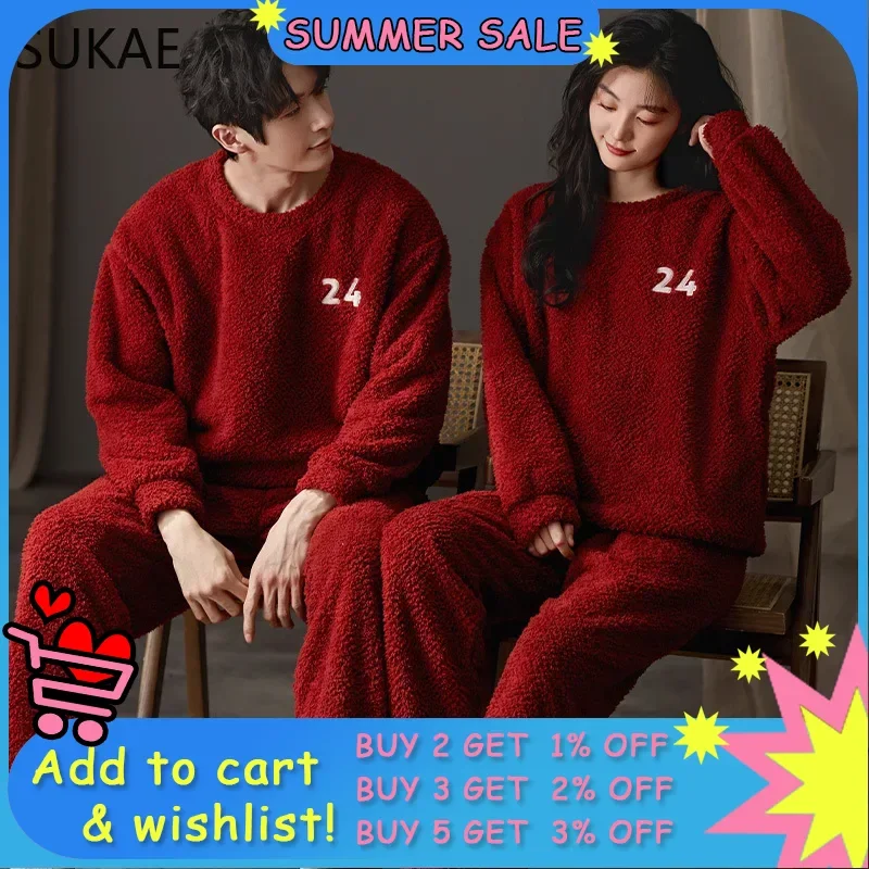 SUKAE Lovers Sleepwear Winter Couple Fluffy Pajamas Set Casual Teddy Pullover Homesuit Korean Chic Thick Thermal Velvet Pyjamas
SUKAE Lovers Sleepwear Winter Couple Fluffy Pajamas Set Casual Teddy Pullover Homesuit Korean Chic Thick Thermal Velvet Pyjamas