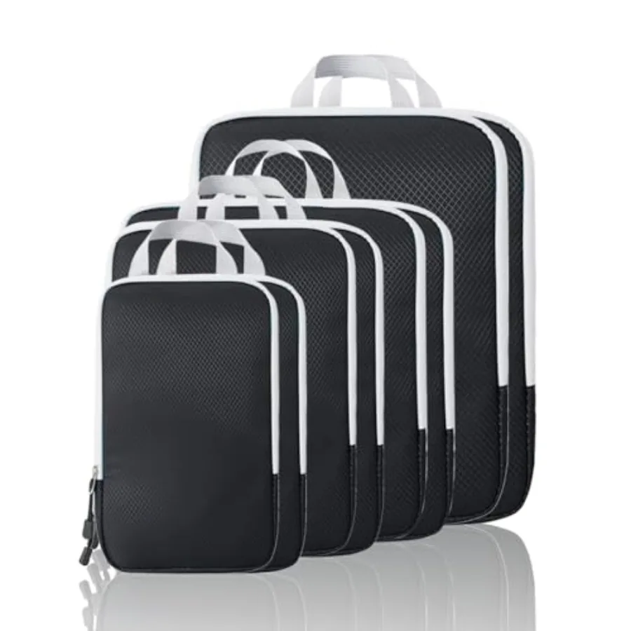 Compression Packing Cubes 8 Set for Travel Lightweight Compressible Organizer for Carry On and Suitcases Black and Grey
Compression Packing Cubes 8 Set for Travel Lightweight Compressible Organizer for Carry On and Suitcases Black and Grey