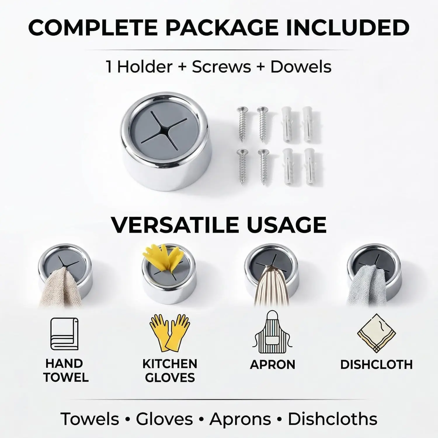 Towel Holder, Self-Adhesive & Screw Mount, Silicone Buckle, Modern Design, Kitchen & Bathroom Use, with Mounting Accessories
Towel Holder, Self-Adhesive & Screw Mount, Silicone Buckle, Modern Design, Kitchen & Bathroom Use, with Mounting Accessories
