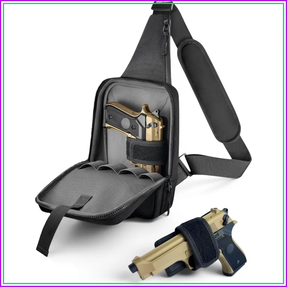 Sling Carry Bag for Men with Quick Access Pull Tab & 4 Slots, CCW Bag with Waterproof Zippers, Adjustable Holster
Sling Carry Bag for Men with Quick Access Pull Tab & 4 Slots, CCW Bag with Waterproof Zippers, Adjustable Holster