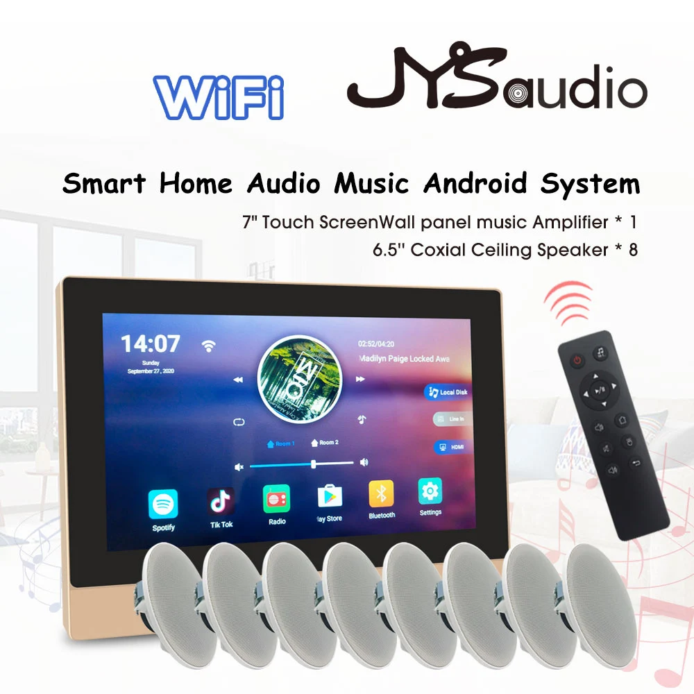 Настенный усилитель Smart Audio WiFi Bluetooth, 7-дюймовая Система Android, стерео усилитель 6.5-дюймовый потолочный динамик, домашняя киносистема
Настенный усилитель Smart Audio WiFi Bluetooth, 7-дюймовая Система Android, стерео усилитель 6.5-дюймовый потолочный динамик, домашняя киносистема