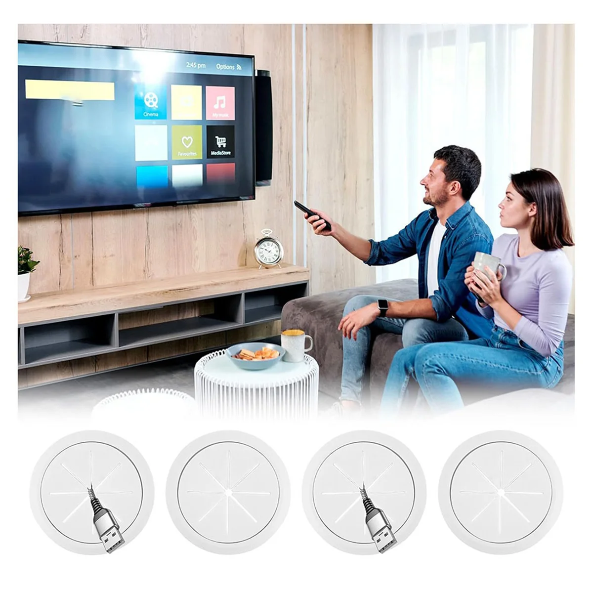 4 Pack Wire Concealer for Wall Mounted TV, 2-3/8 Inch (60Mm Hole) TV Wall Wire Concealer, Wall Cable Management Kit A002
4 Pack Wire Concealer for Wall Mounted TV, 2-3/8 Inch (60Mm Hole) TV Wall Wire Concealer, Wall Cable Management Kit A002