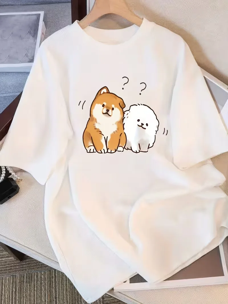 Cute Dog Print Crewneck Short Sleeve Unisex Casual Cotton Graphic T-shirt with Playful Cartoon Pet Design for Animal Lovers
Cute Dog Print Crewneck Short Sleeve Unisex Casual Cotton Graphic T-shirt with Playful Cartoon Pet Design for Animal Lovers