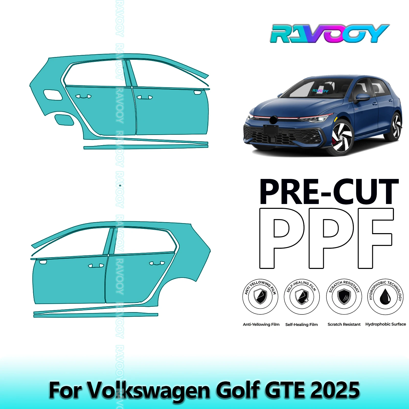 For Volkswagen Golf GTE 2025 8.5mil Clear Matte Pre-Cut PPF Door & A/B Pillar Kit TPU Paint Protection Film Set
For Volkswagen Golf GTE 2025 8.5mil Clear Matte Pre-Cut PPF Door & A/B Pillar Kit TPU Paint Protection Film Set