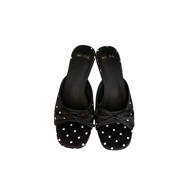 3cm Low Heel Slippers For Woman White Polka Dots Bow Sandals Designer Kitten Heels Summer Shoes Ladies Burgundy Black Sandals
3cm Low Heel Slippers For Woman White Polka Dots Bow Sandals Designer Kitten Heels Summer Shoes Ladies Burgundy Black Sandals