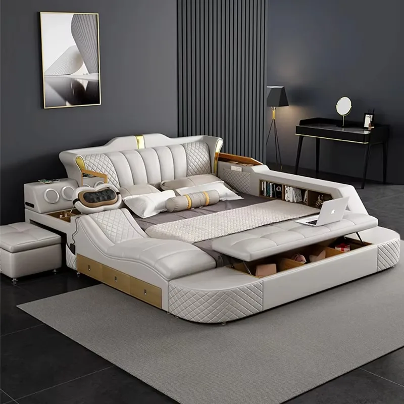 Modern Luxury Design Tatami Leather Soft Stainless Steel Eco-Friendly Bed King Size Intelligent Multifunctional Massage Storage
Modern Luxury Design Tatami Leather Soft Stainless Steel Eco-Friendly Bed King Size Intelligent Multifunctional Massage Storage