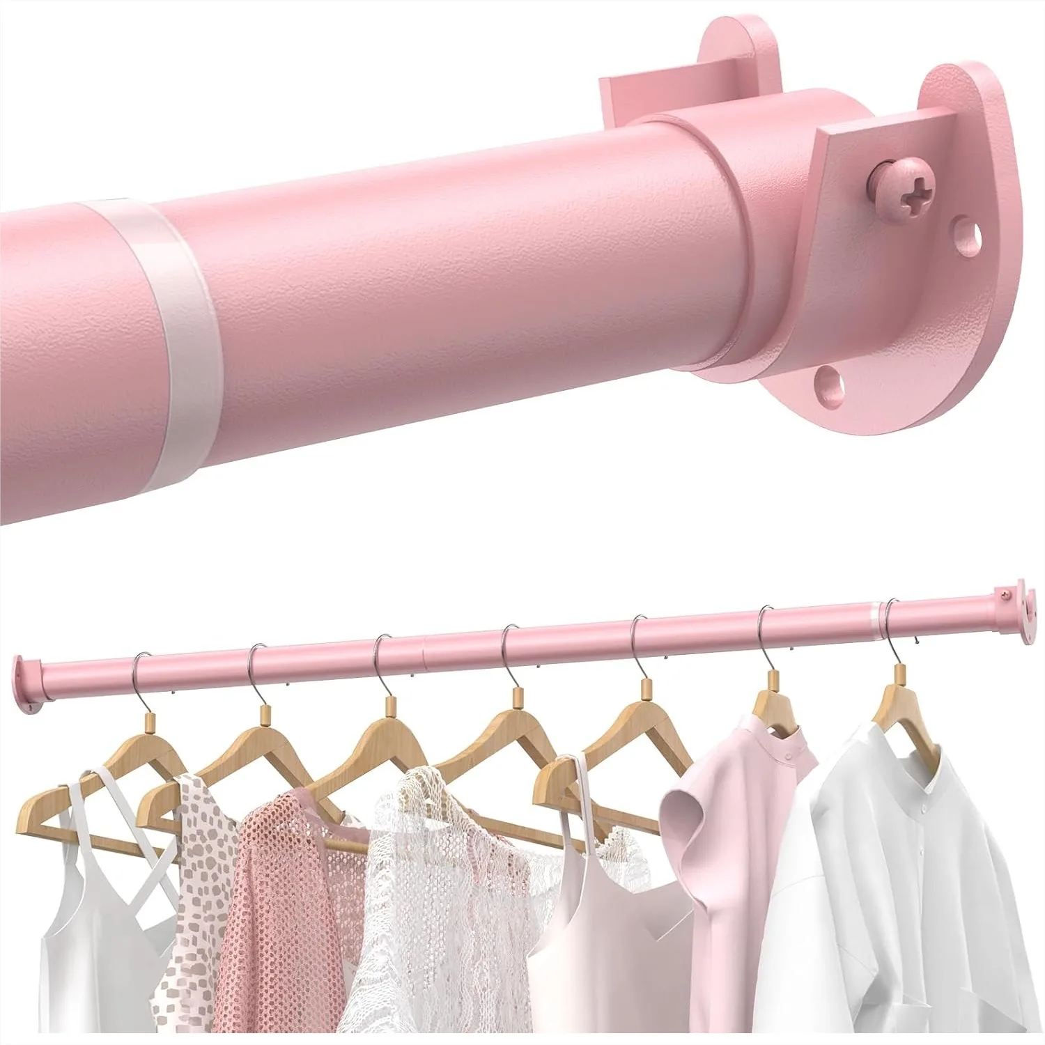 Closet Rods for Hanging Clothes, 17-84 Inches Stepless Adjustable Metal Closet Rod, Heavy Duty 66 lbs, Pink
Closet Rods for Hanging Clothes, 17-84 Inches Stepless Adjustable Metal Closet Rod, Heavy Duty 66 lbs, Pink