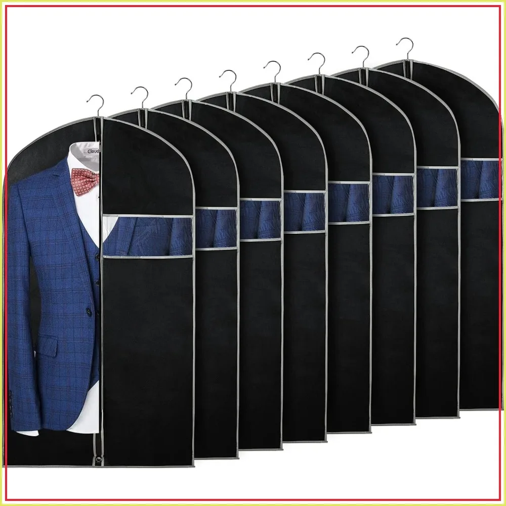 40" Garment Bag Set of 8, Suit Bags for Hanging Clothes, Suit Covers Storage for Men Women, Dress Bags for Suits Shirts Jackets Closet
40" Garment Bag Set of 8, Suit Bags for Hanging Clothes, Suit Covers Storage for Men Women, Dress Bags for Suits Shirts Jackets Closet