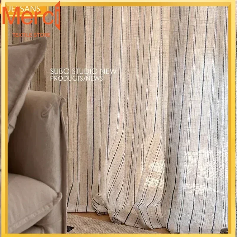 New Blue Striped Linen Window Screen Cotton And Linen Gauze Curtains For Living Room Bedroom Balcony Bay Window Customization
New Blue Striped Linen Window Screen Cotton And Linen Gauze Curtains For Living Room Bedroom Balcony Bay Window Customization
