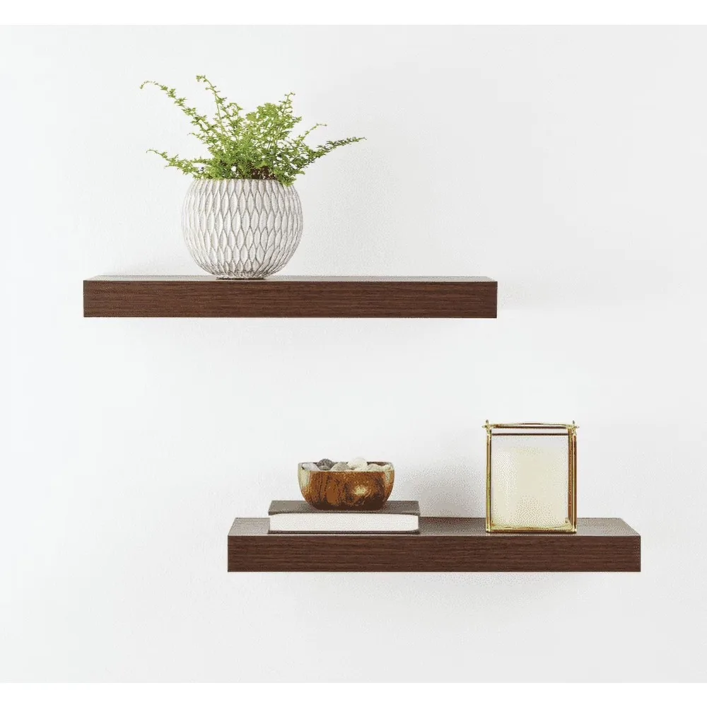 Floating Shelves Set of 2 Natural Walnut Wood Wall Mounted Shelves for Living Room Kitchen Bathroom Storage Display
Floating Shelves Set of 2 Natural Walnut Wood Wall Mounted Shelves for Living Room Kitchen Bathroom Storage Display